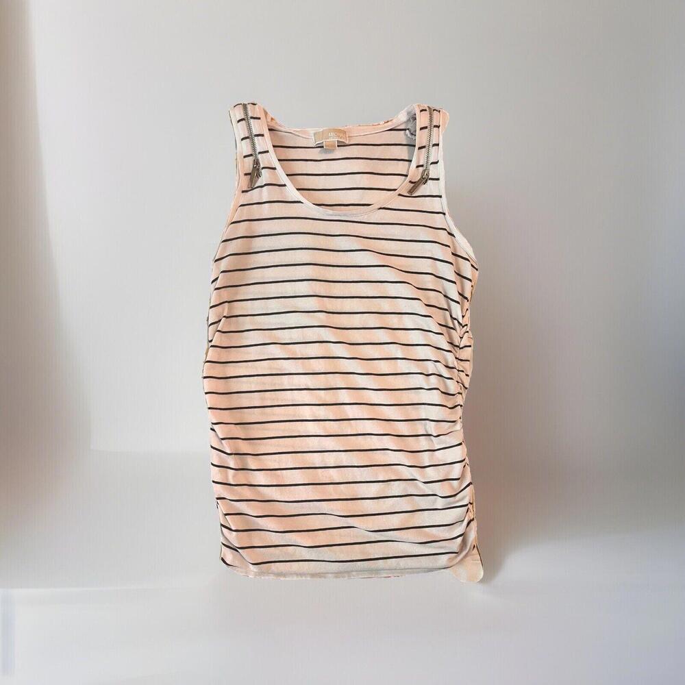 Michael Kors Women’s Size Large Zipper Striped Tank Top with Cinched Sides